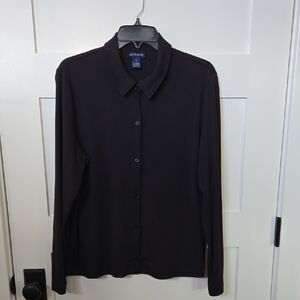 Ann Taylor Women's XL Versatile Black Button-Down Blouse